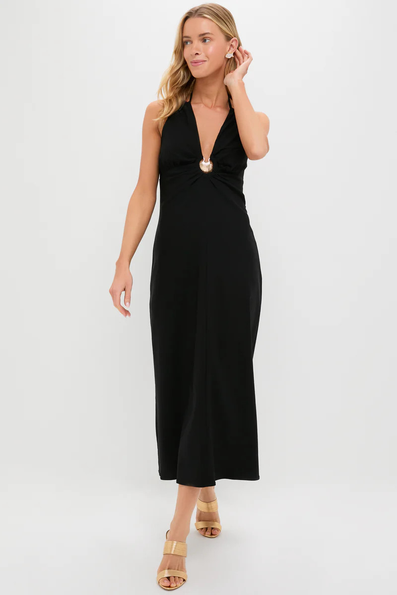 Black Seashell Dionis Midi Dress | Tuckernuck (US)