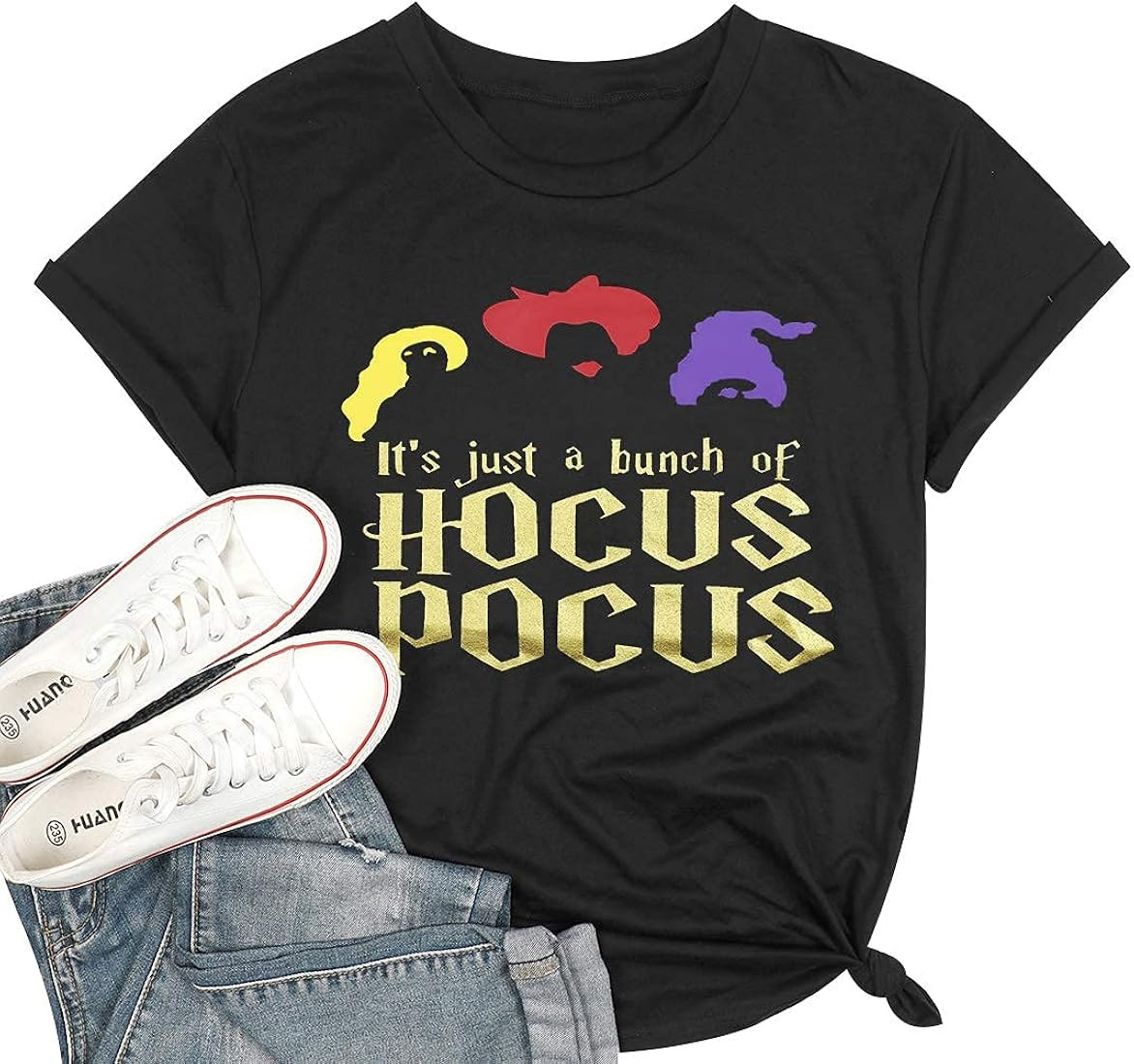 Amazon.com: JINTING It's Just A Bunch of Hocus Pocus T-Shirt Funny Graphic Tee Shirt for Women Hallo | Amazon (US)