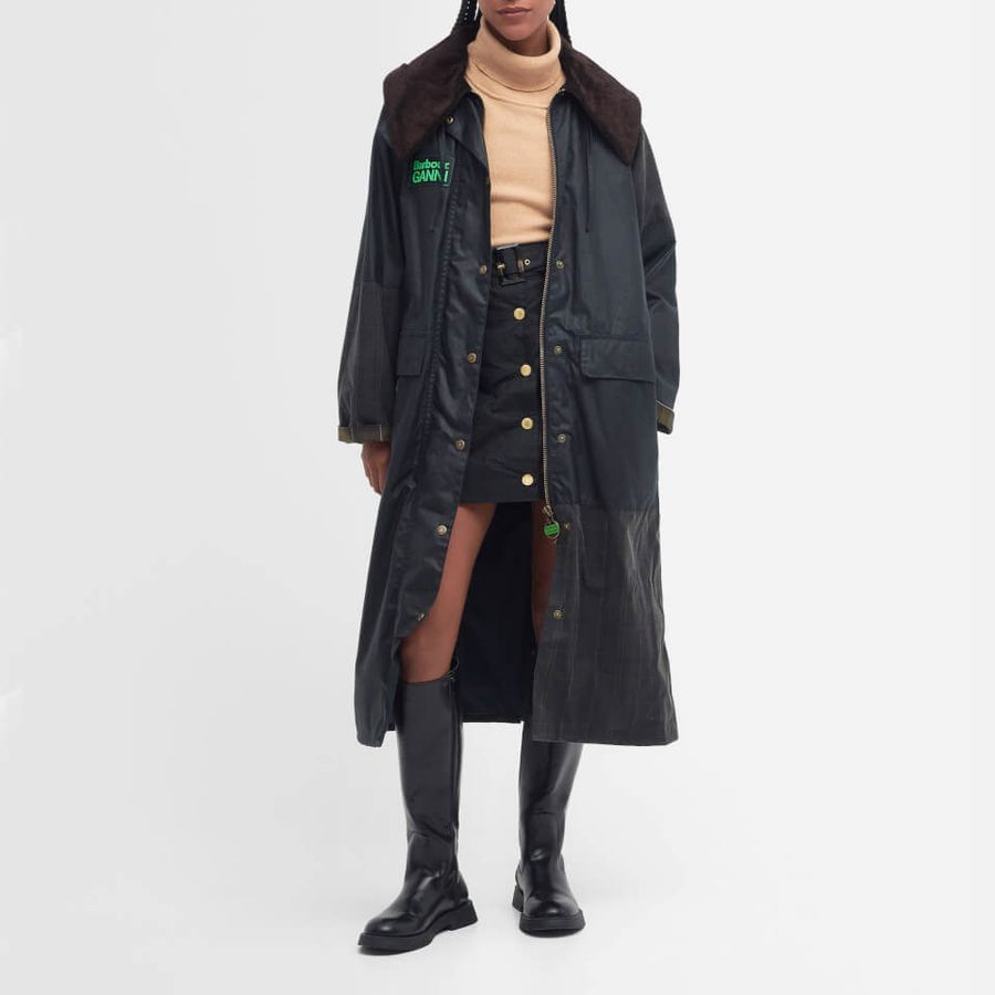 Barbour x GANNI Burghley Waxed-Cotton Coat | Coggles (Global)