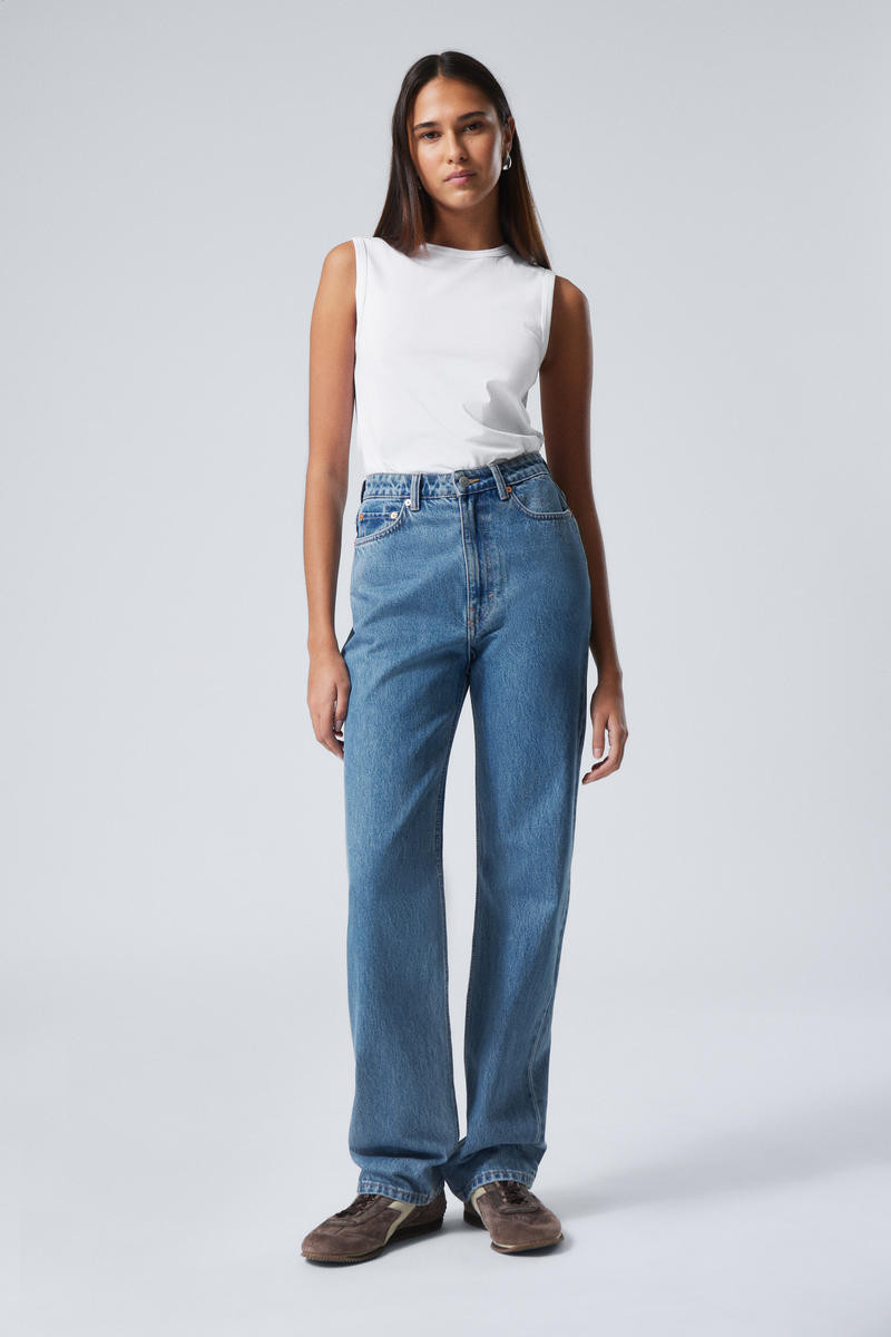 Rowe Super High Waisted Regular Straight Leg Jeans | Weekday