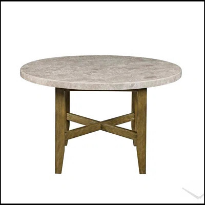 Marble Top Round Dining Table with Rustic Oak Base, Perfect for Elegant and Durable Dining Experiences | Wayfair North America