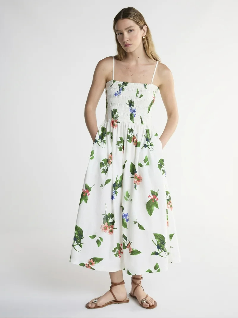 Scoop Women’s and Women’s Plus Smocked Cotton Maxi Dress, Sizes XS-4X - Walmart.com | Walmart (US)