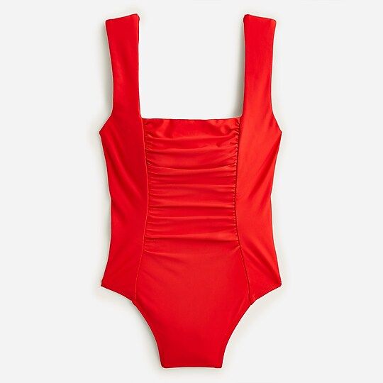 Ruched squareneck one-piece | J.Crew US