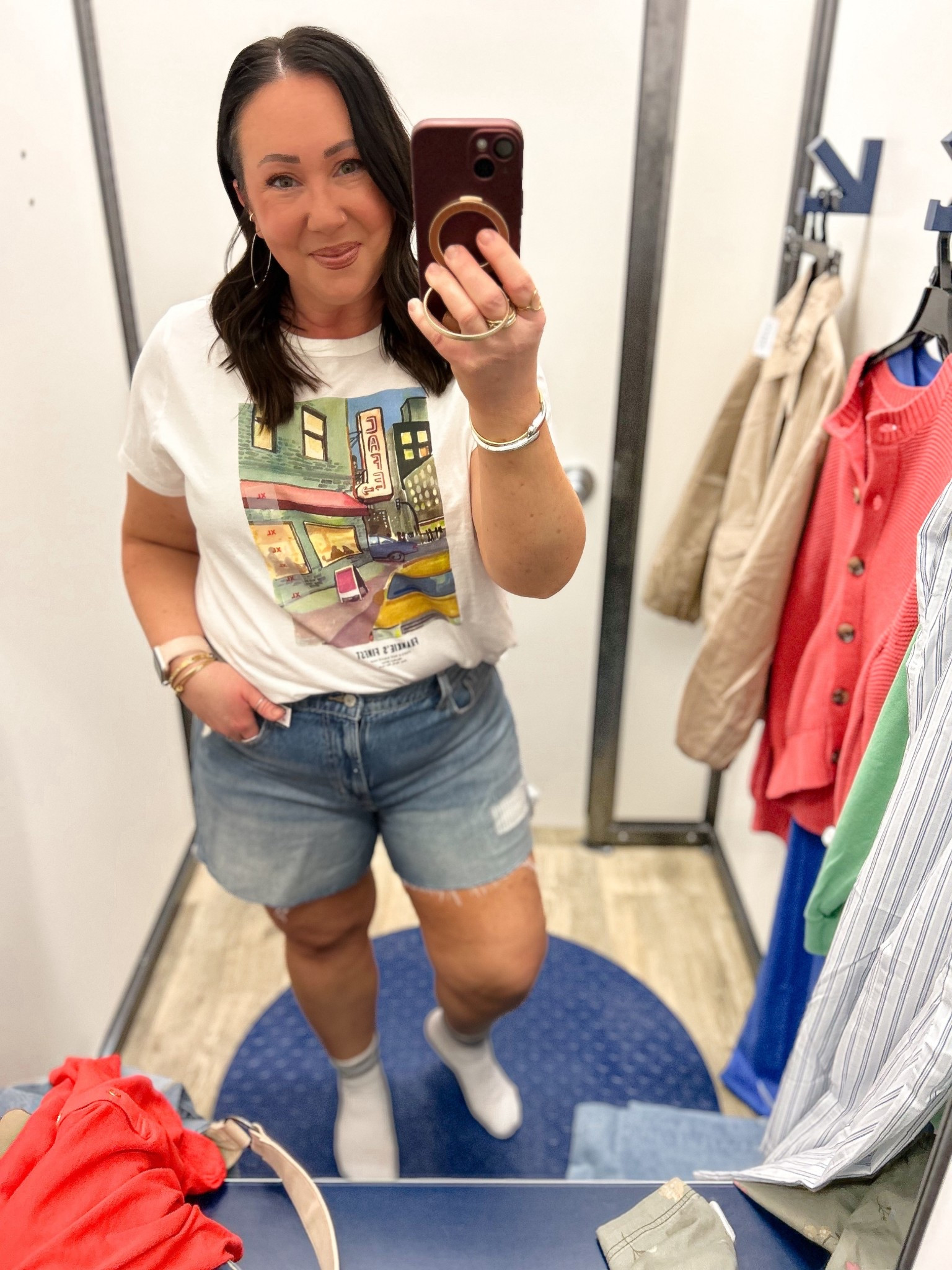 Old Navy new arrivals! XL graphic tee. Size 16 5 inch denim shorts. Prefer a size up for more room around the tummy area.  Otherwise, love these!

#LTKPlusSize #LTKSaleAlert #LTKMidsize