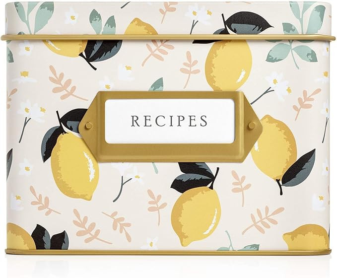Jot & Mark Decorative Recipe Tin Box for Recipe Cards, Greeting Card Holder | Holds Hundreds of 4... | Amazon (US)