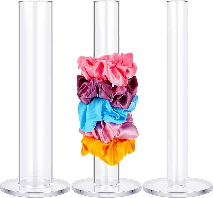 3 Pcs Acrylic Scrunchie Holder Stand 9 Inch Transparent Hair Tie Organizer Clear Headband Holder ... | Amazon (US)