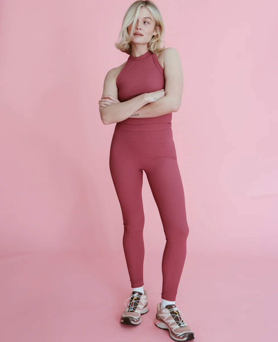 High Rise NFS Ribbed Legging - Rosy Mauve | Cara Loren Active