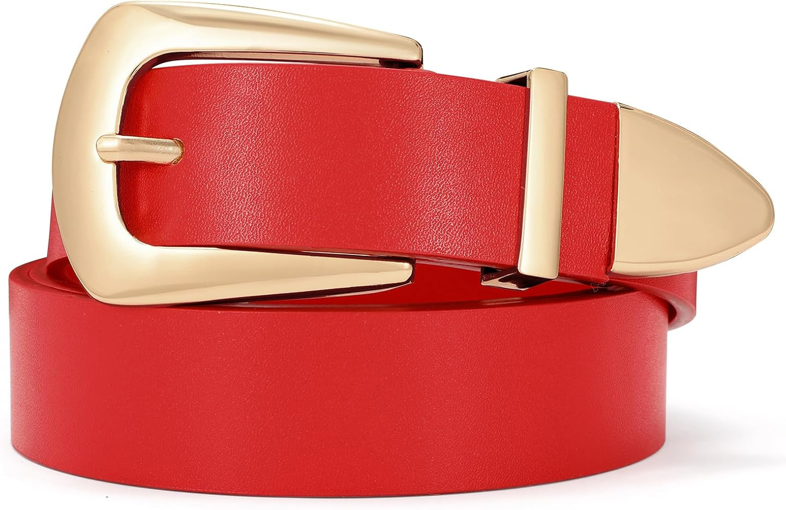 SUOSDEY Women's Leather Belts for Jeans Pants, Vintage Western Belt with Gold/Silver Buckle | Amazon (US)