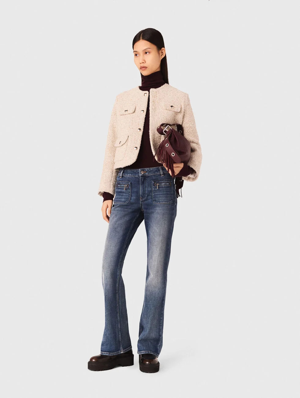 Short boucle tweed jacket White for Women | Maje | Maje US