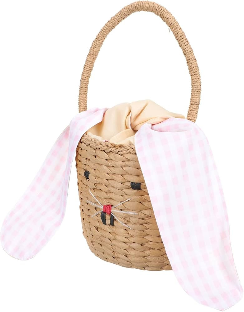 Zerodeko Easter Baskets Rattan Woven Bunny Ear Bucket Cute Easter Bags with Handle for Easter Egg... | Amazon (US)