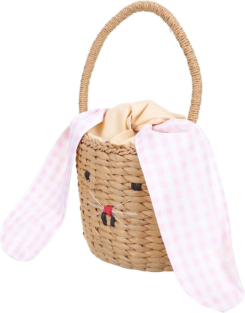 Zerodeko Easter Baskets Rattan Woven Bunny Ear Bucket Cute Easter Bags with Handle for Easter Egg... | Amazon (US)
