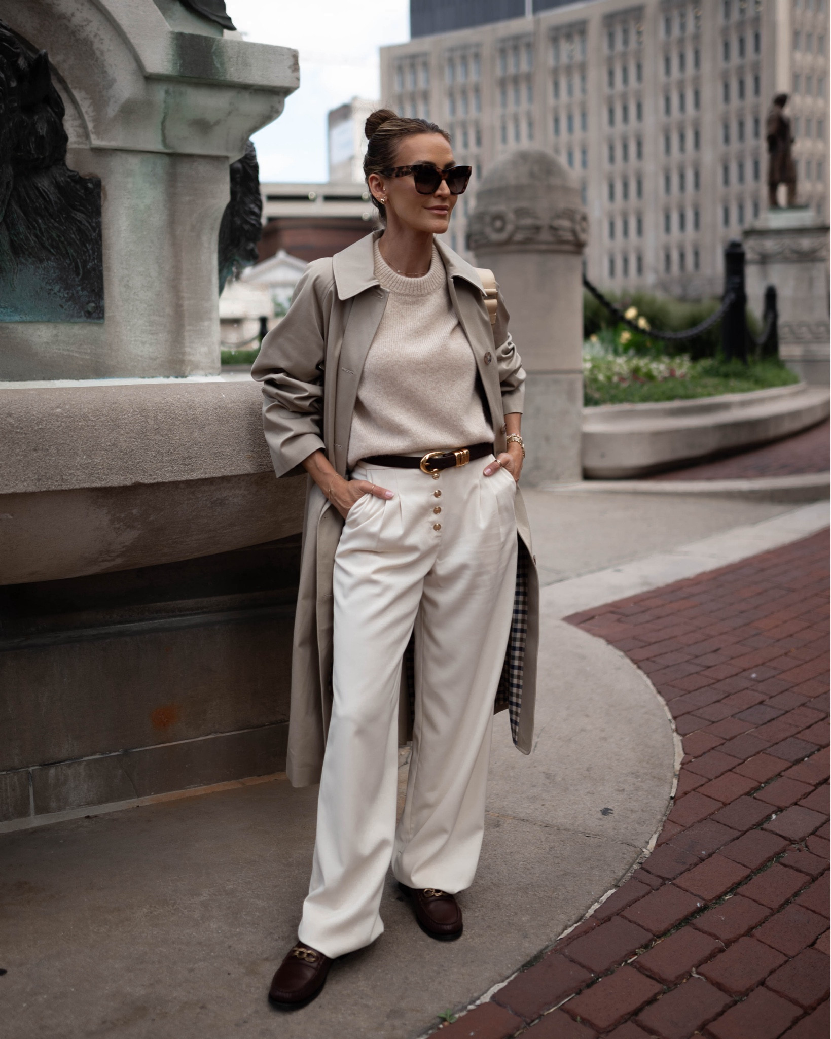 Elevated fall classics for days in between summer and fall, this trench fits oversized, size down. Love the length and the lining plaid print. Trousers size 4, vest XS and loafers tts. Great work outfit that works for travels too since it’s all so comfortable 

#LTKStyleTip #LTKShoeCrush #LTKTravel