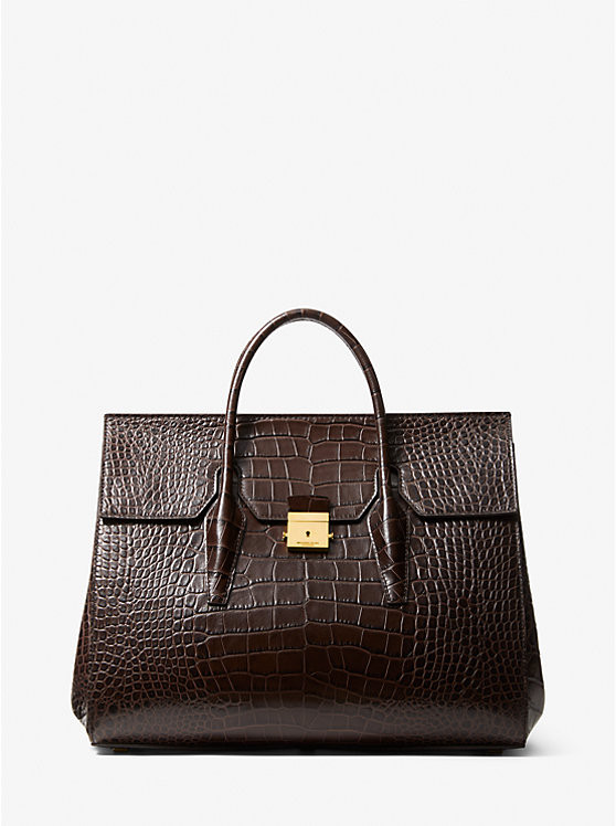 Campbell Crocodile Embossed Leather Weekender Bag | Michael Kors US