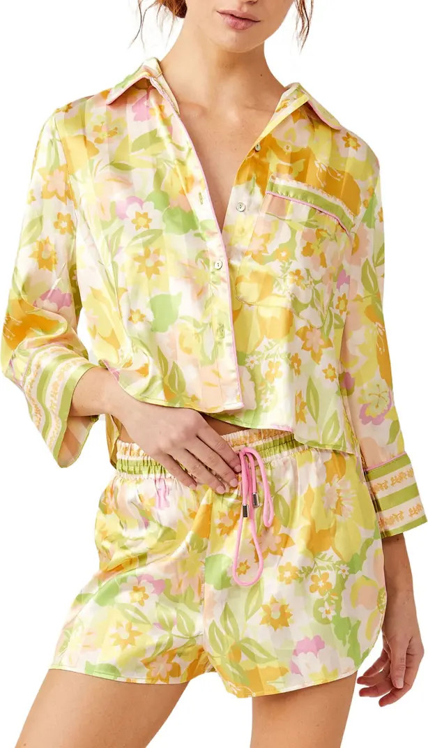 Free People Pillow Talk Satin Short Crop Pajamas | Nordstrom | Nordstrom