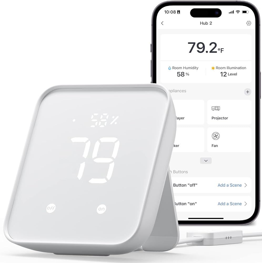 SwitchBot Hub 2 (2nd Gen), work as a WiFi Thermometer Hygrometer, IR Remote Control, Smart Remote... | Amazon (US)