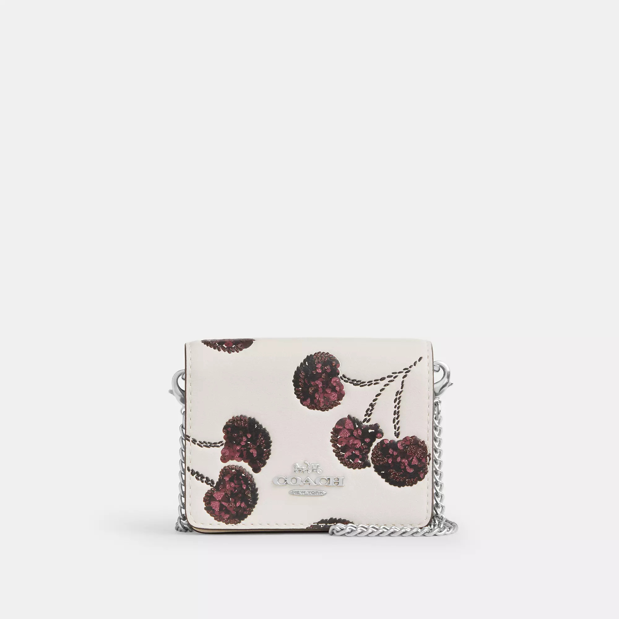 Coach Outlet Mini Wallet On A Chain With Cherry Print | Shop Simon