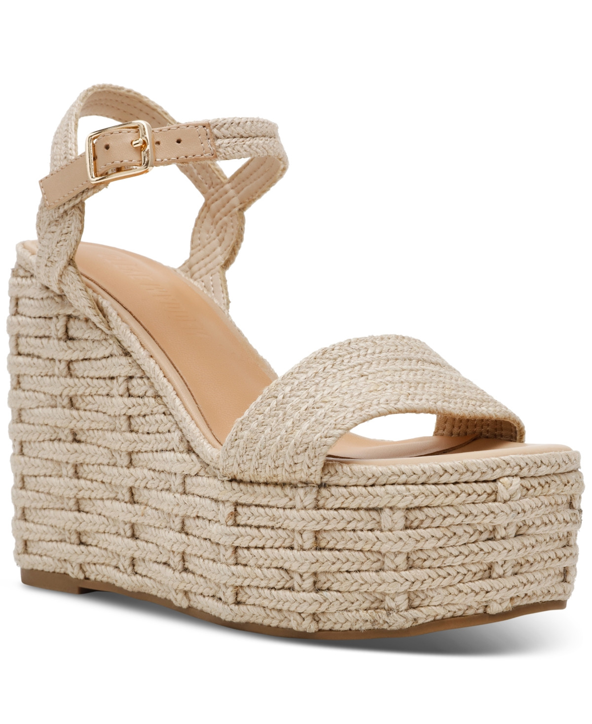 Steve Madden Women's Pinky Platform Rope Wedge Sandals - Natural Raffia | Macy's