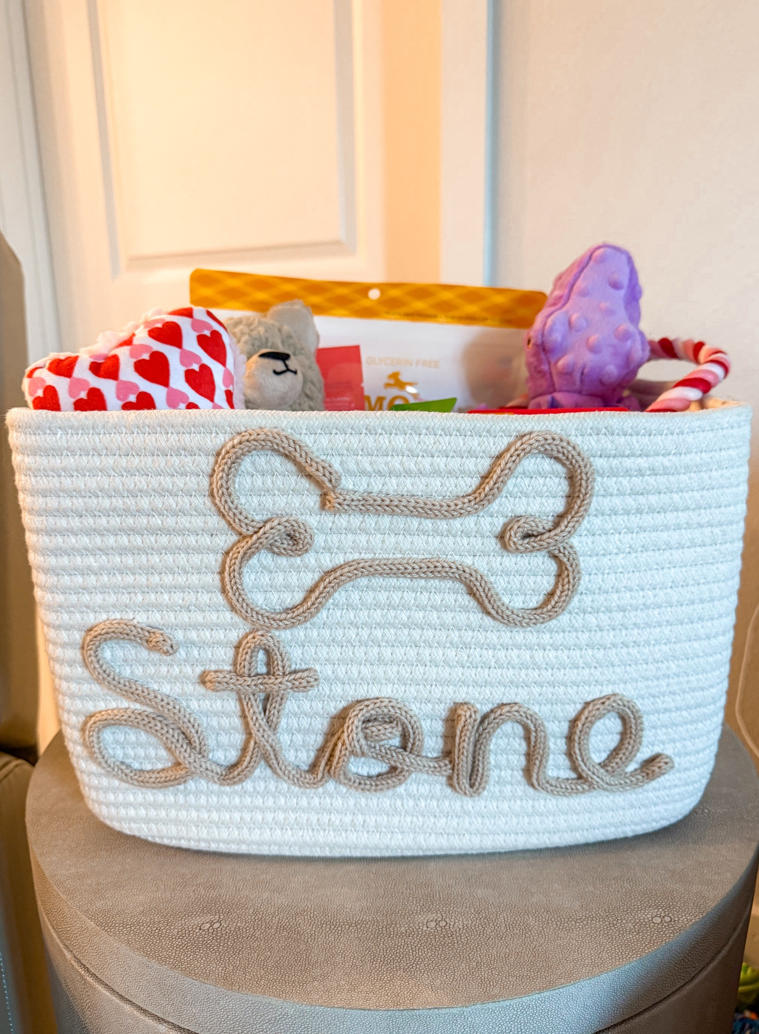 Personalized name basket for dogs with treats and toys for dog birthday basket ❤️

#LTKPets #LTKSeasonal #LTKMostLoved