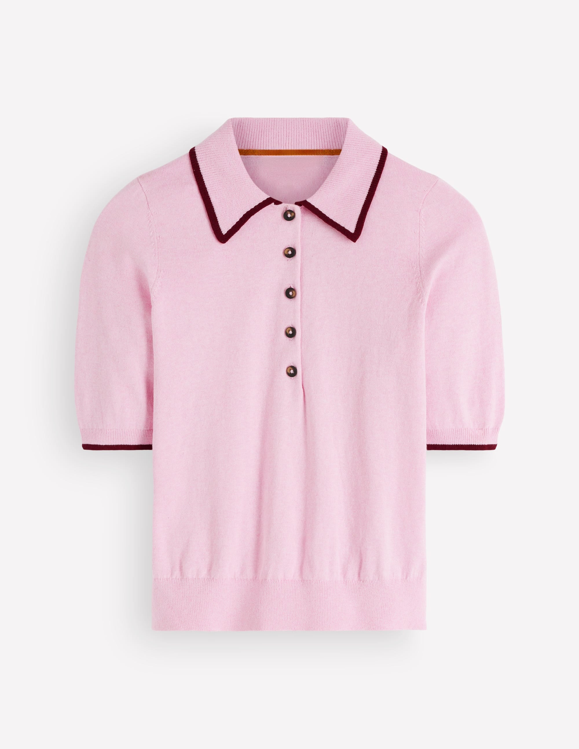 Collared Knitted T-shirt-Sheer Pink | Boden UK