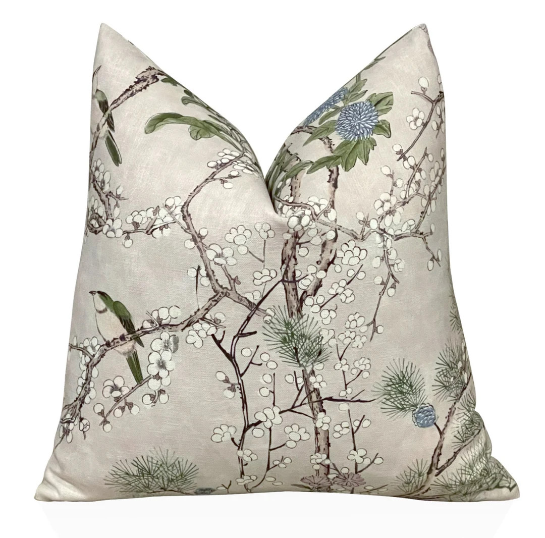 Thibaut Katsura Pillow Cover in Cream and Lavender, Floral Pillow, Decorative Pillow, Lumbar Thro... | Etsy (US)