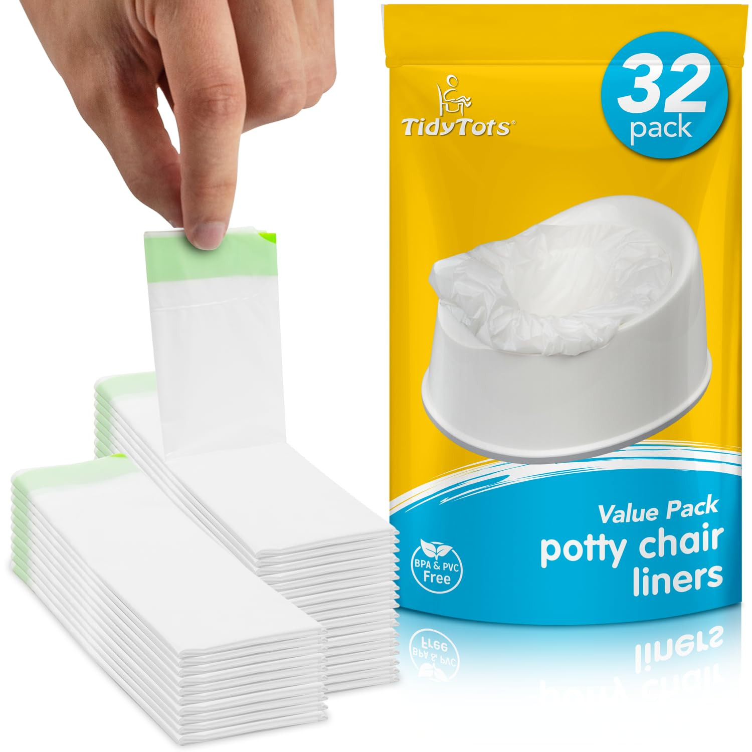 TidyTots Disposable Potty Chair Liners for Potty Training Toddlers | Value Pack of 32 Disposable ... | Amazon (US)