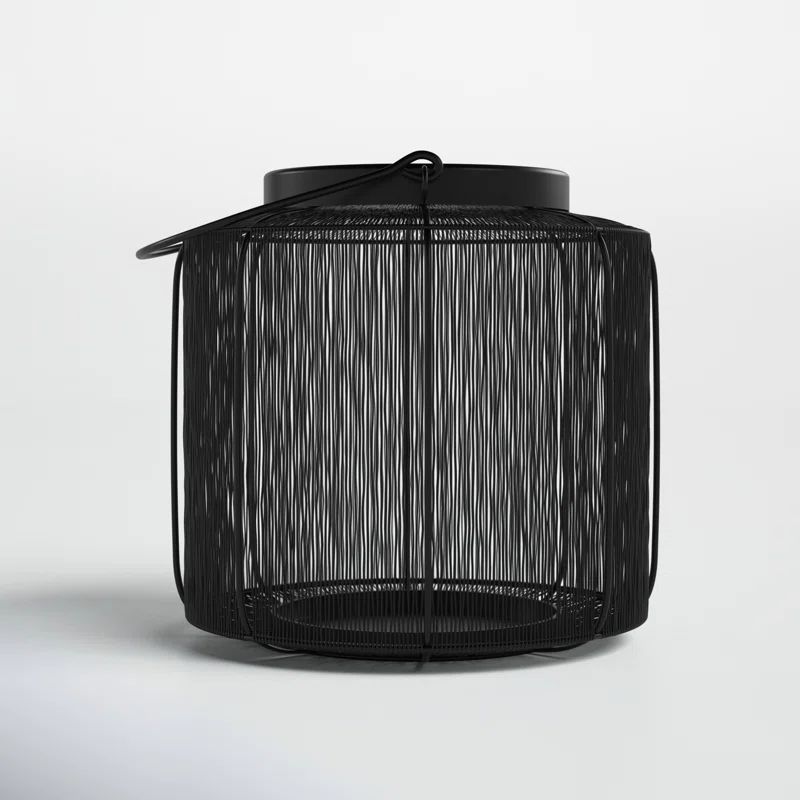 Wire Tabletop Candle Lantern with Handle for Indoor and Outdoor Use, Black | Wayfair North America