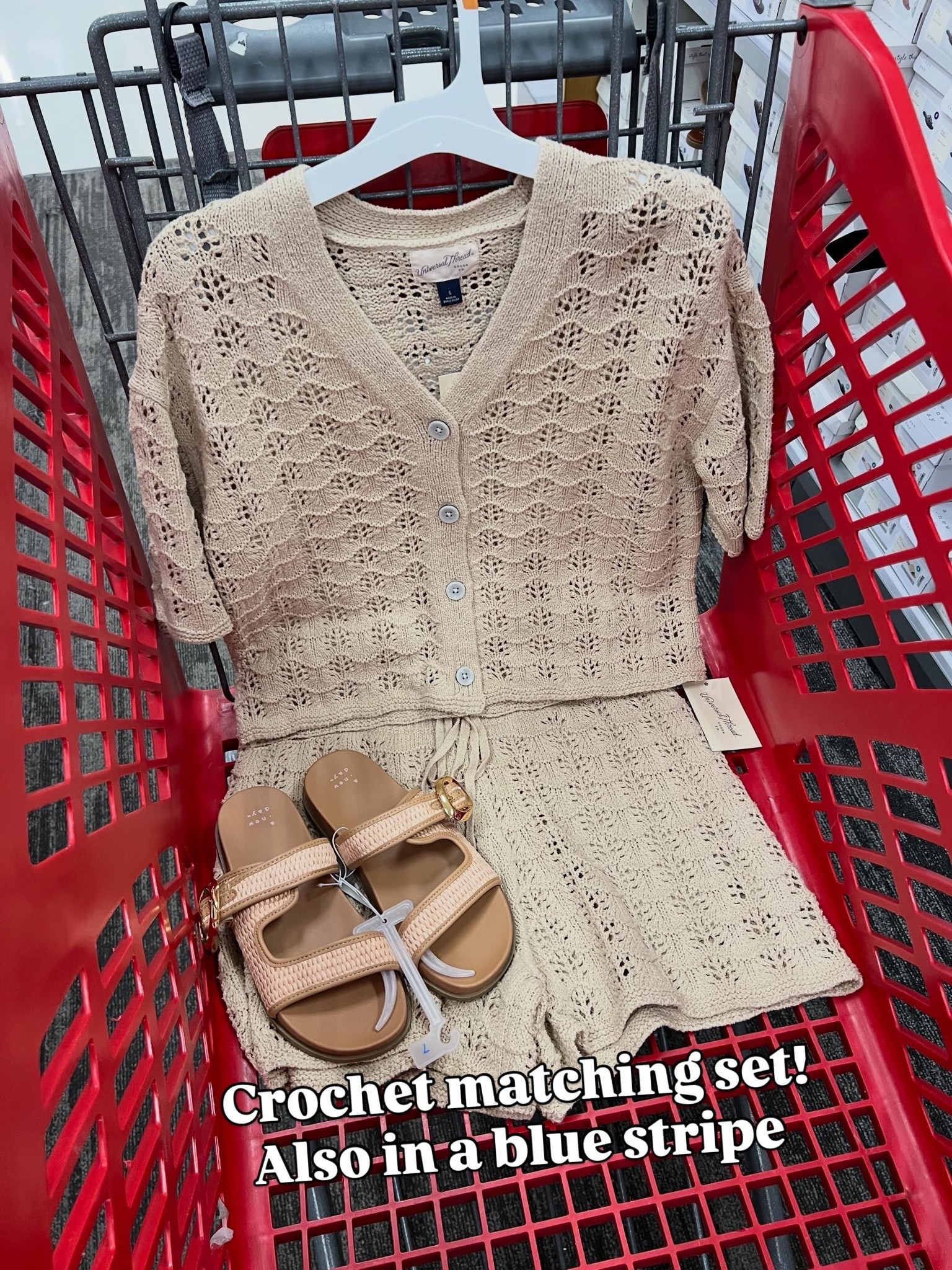 Target crochet matching set in cream or blue stripe #targetstyle