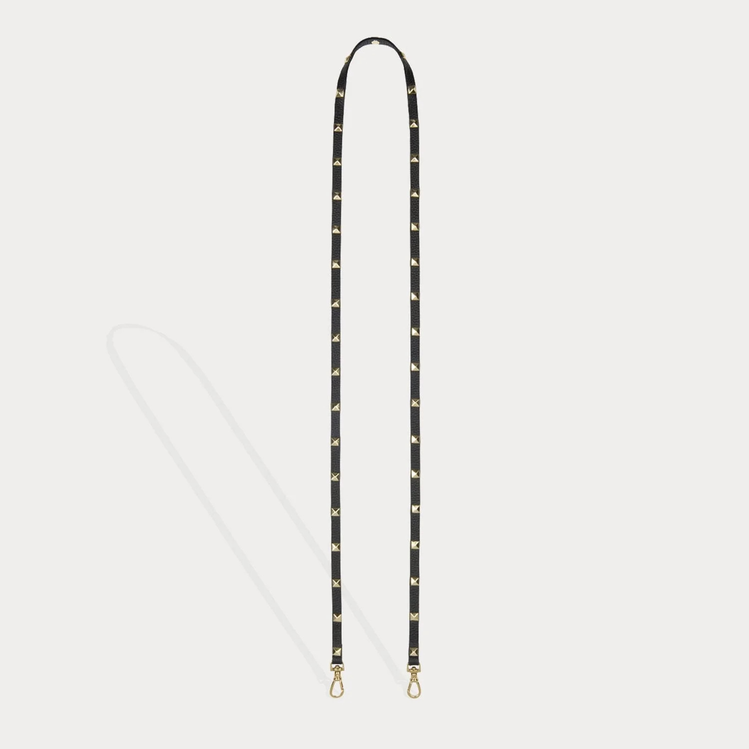 Sarah Pebble Leather Pyramid Stud Strap - Black/Gold | Bandolier