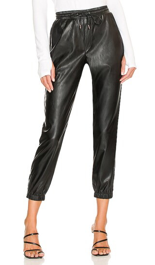 Viviette Vegan Leather Jogger in Black | Revolve Clothing (Global)