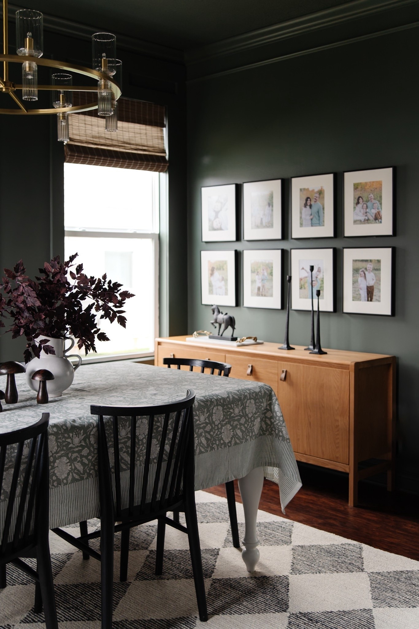 Moody dining room decor for fall 🍂 🍄‍🟫 

Family photo wall idea

#LTKHome #LTKFamily #LTKSeasonal