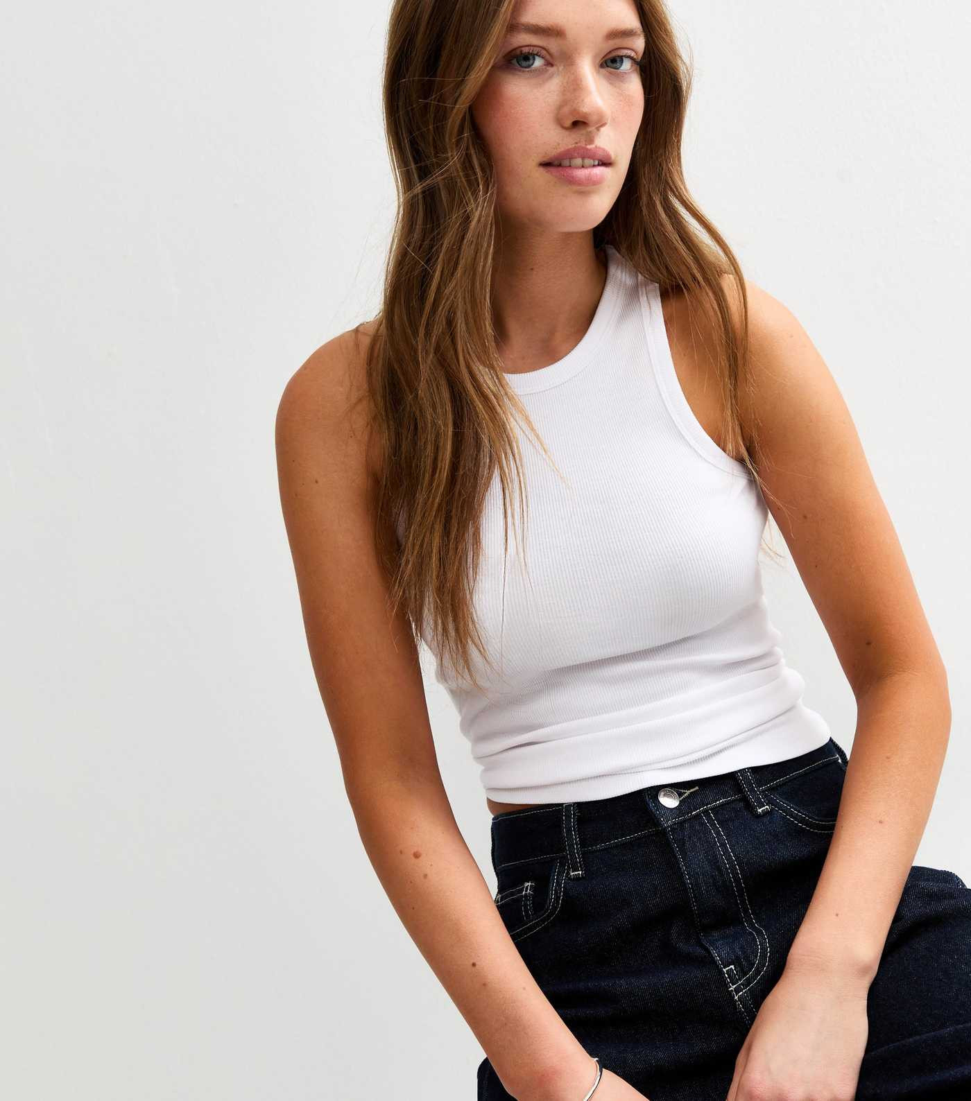 White Rib Jersey Racer Vest | New Look | New Look (UK)