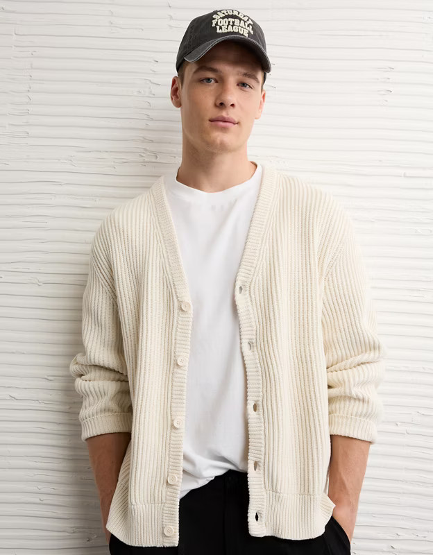 AE Washed Shaker Cardigan | American Eagle Outfitters (US & CA)