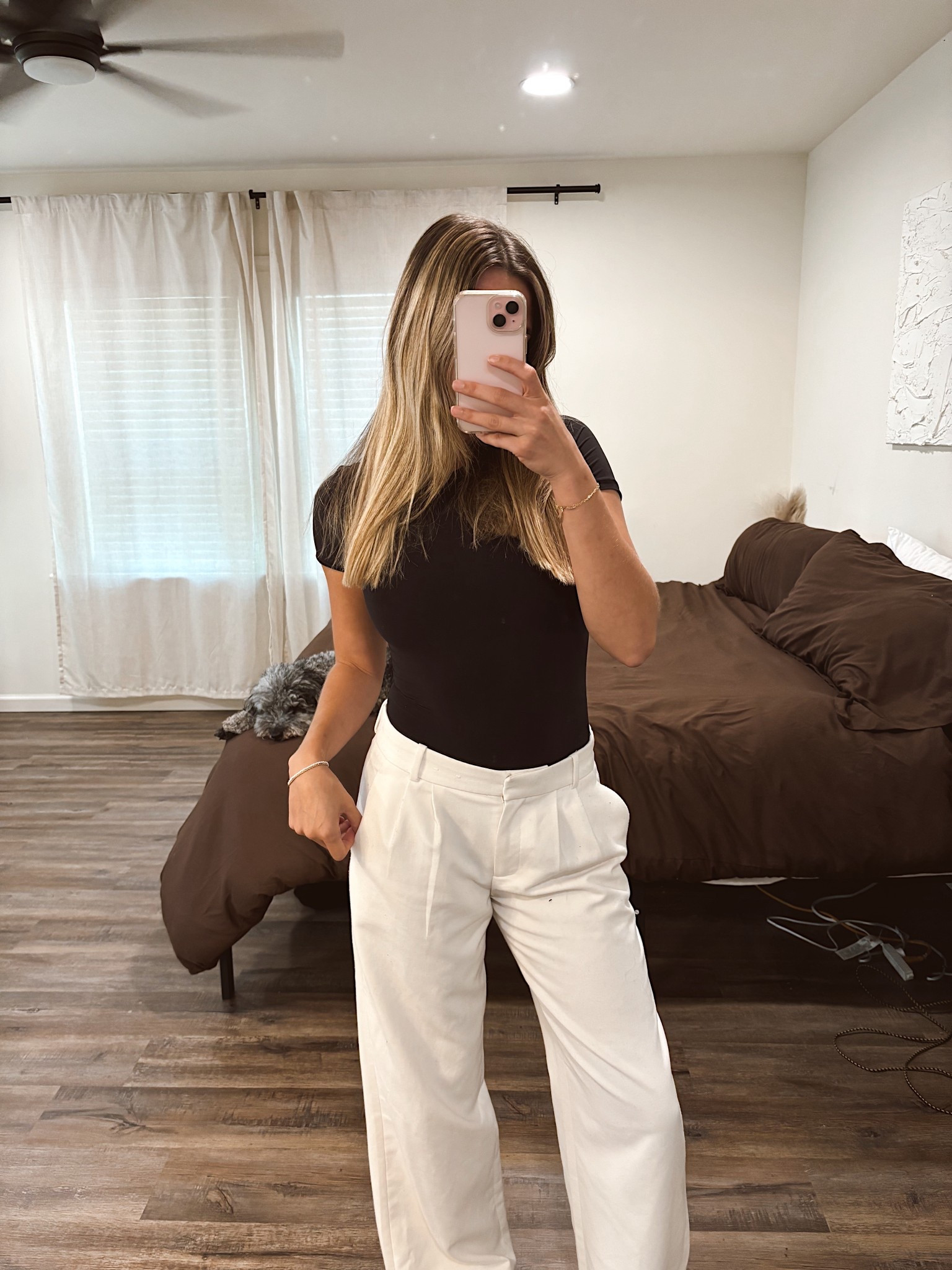 Not usually a fan of tight-fitted clothes for the office, but this bodysuit from Amazon is so comfortable, easily my favorite one to wear all day. 🤍
Paired it with my Abercrombie low-rise trousers for an easy, polished work outfit. I don’t think the sell the exact pants anymore because these are over a year old but i linked similar ones. 

#LTKHome #LTKU #LTKSeasonal
