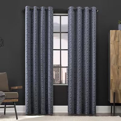 Scott Living  84-in Blue Polyester Blackout Grommet Single Curtain Panel | Lowe's