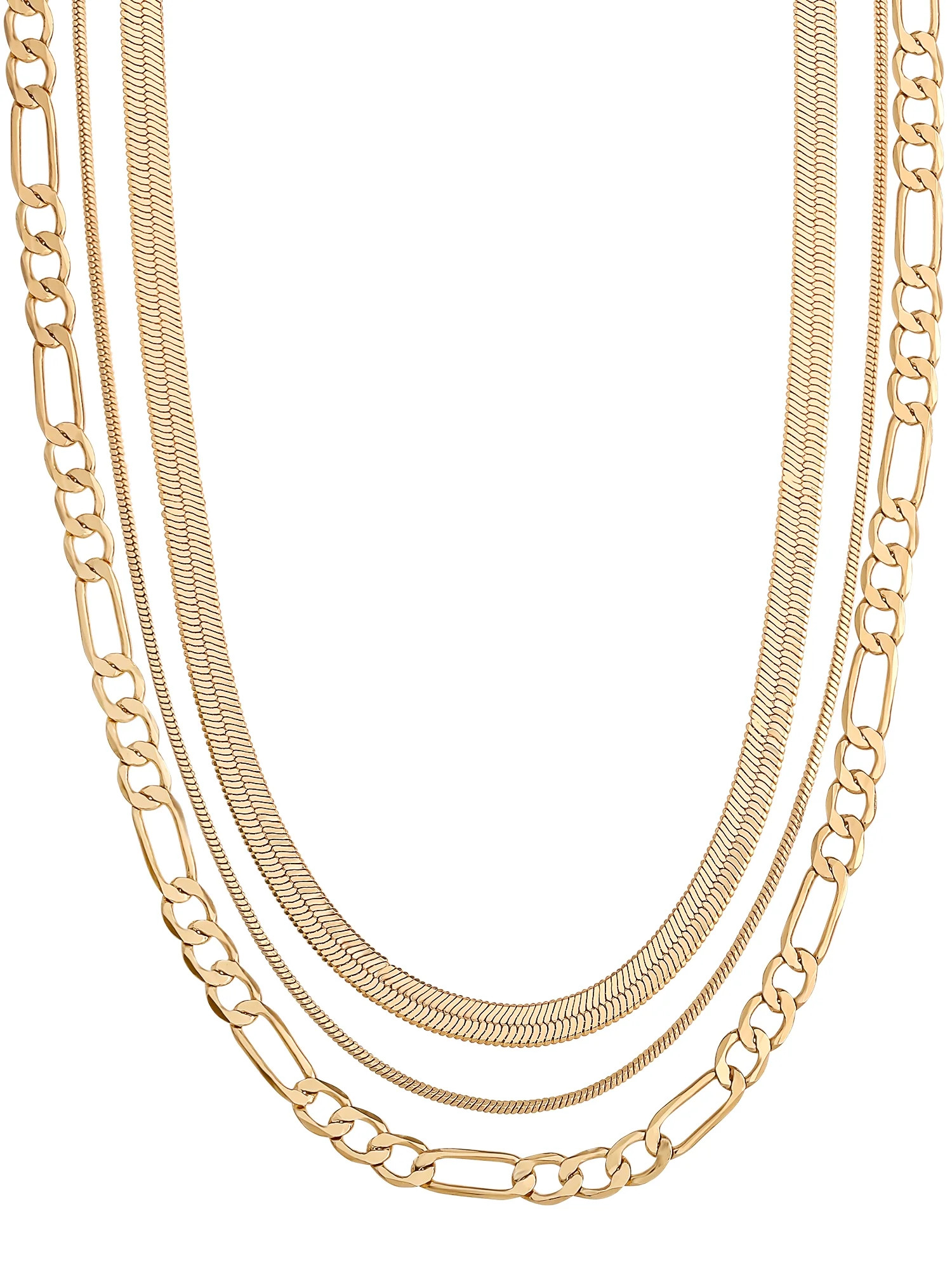 Believe by Brilliance - Women's 14kt Gold Flash Plated Triple Layer Necklace Set | Walmart (US)
