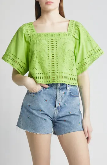Rails Laine Embroidered Eyelet Cotton Crop Top | Nordstrom | Nordstrom
