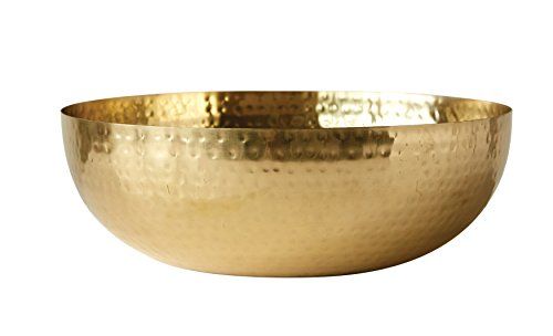 Creative Co-Op DA7392 Round Hammered Metal Bowl, 14", Gold | Amazon (US)