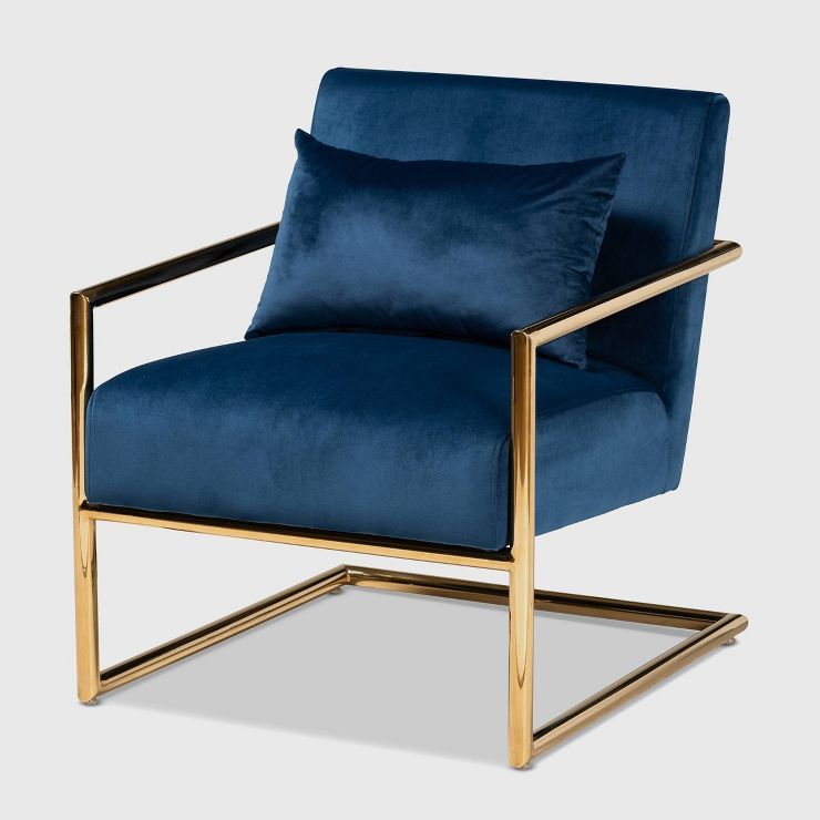 Mira Velvet Upholstered Metal Lounge Chair - Baxton Studio | Target