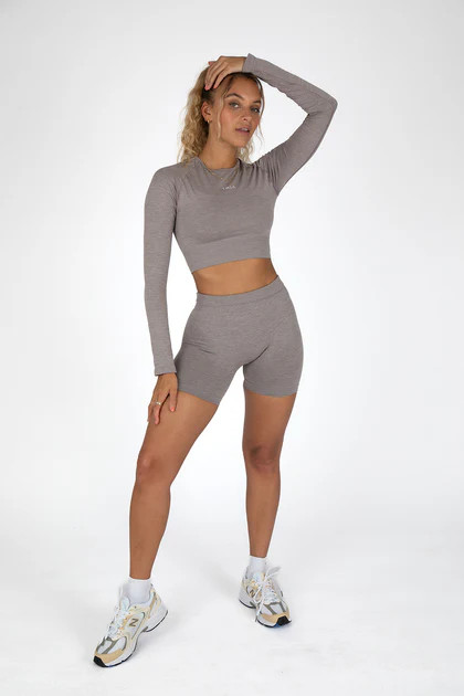 SCULPT SEAMLESS SCRUNCH CYCLING SHORTS - TAUPE MARL | TALA (UK)