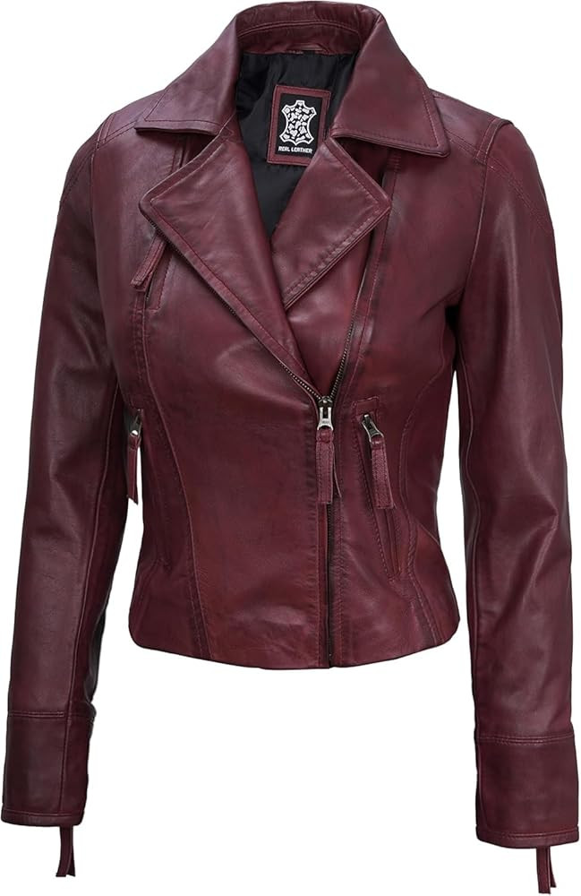 Decrum Womens Leather Jacket - Asymmetrical Style Casual Leather Jackets For Women | Amazon (US)