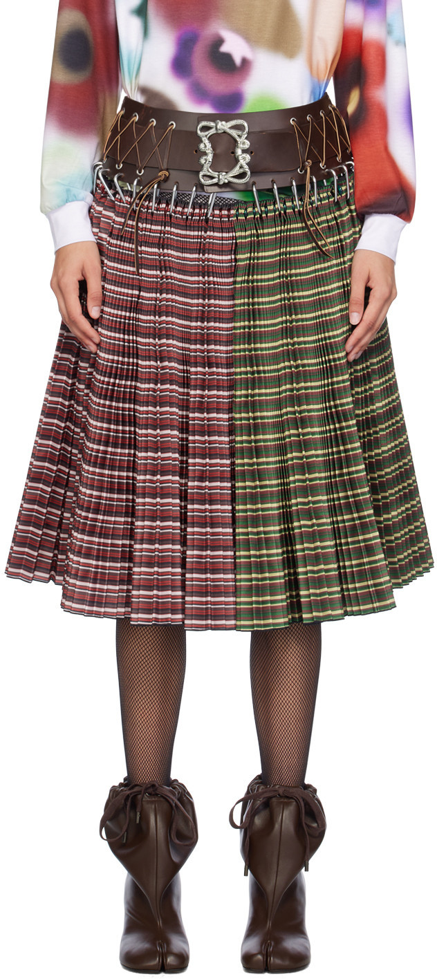 Chopova Lowena Red & Green June Knee Carabiner Midi Skirt | SSENSE