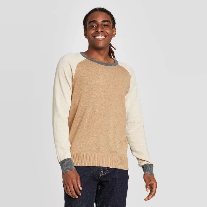 Men's Colorblock Regular Fit Crew Neck Sweater - Goodfellow & Co™ Brown | Target