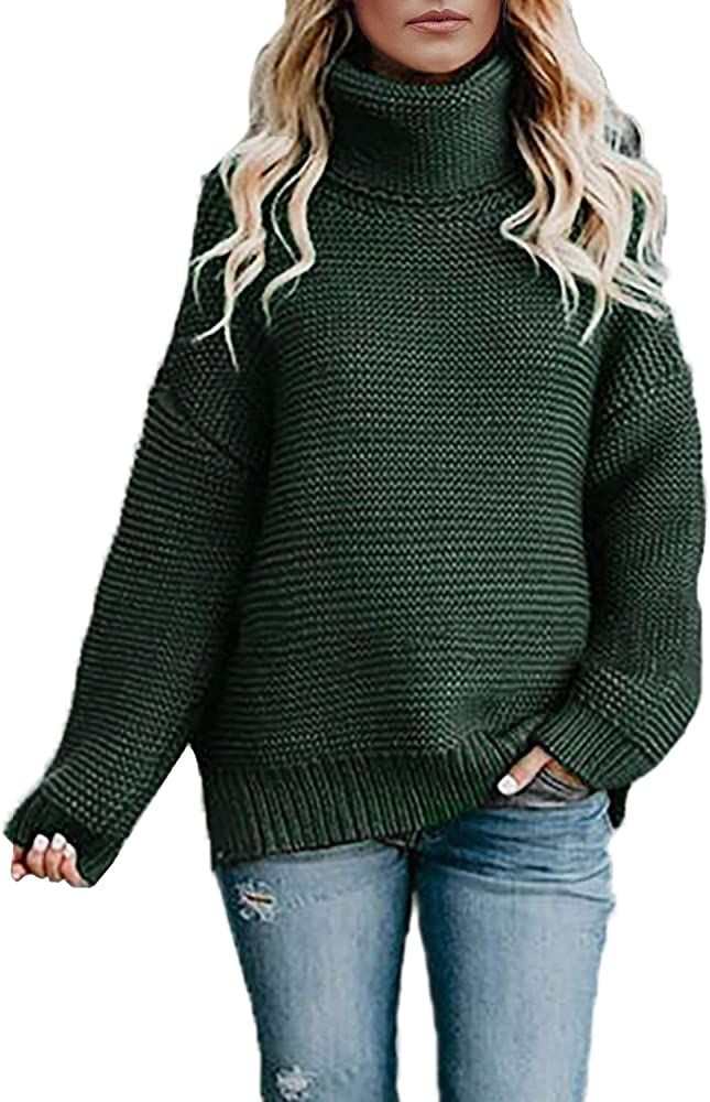 Asvivid Chunky Turtleneck Sweaters for Women Long Sleeve Knit Pullover Sweater Jumper Tops | Amazon (US)