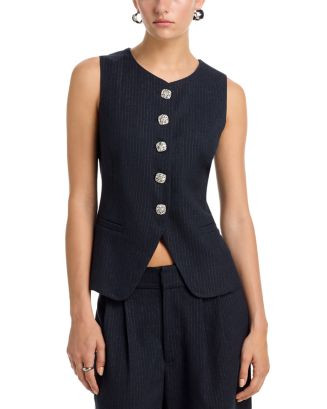 AQUA Pinstripe Rhinestone Button Vest - Exclusive | Bloomingdale's Women | Bloomingdale's (US)