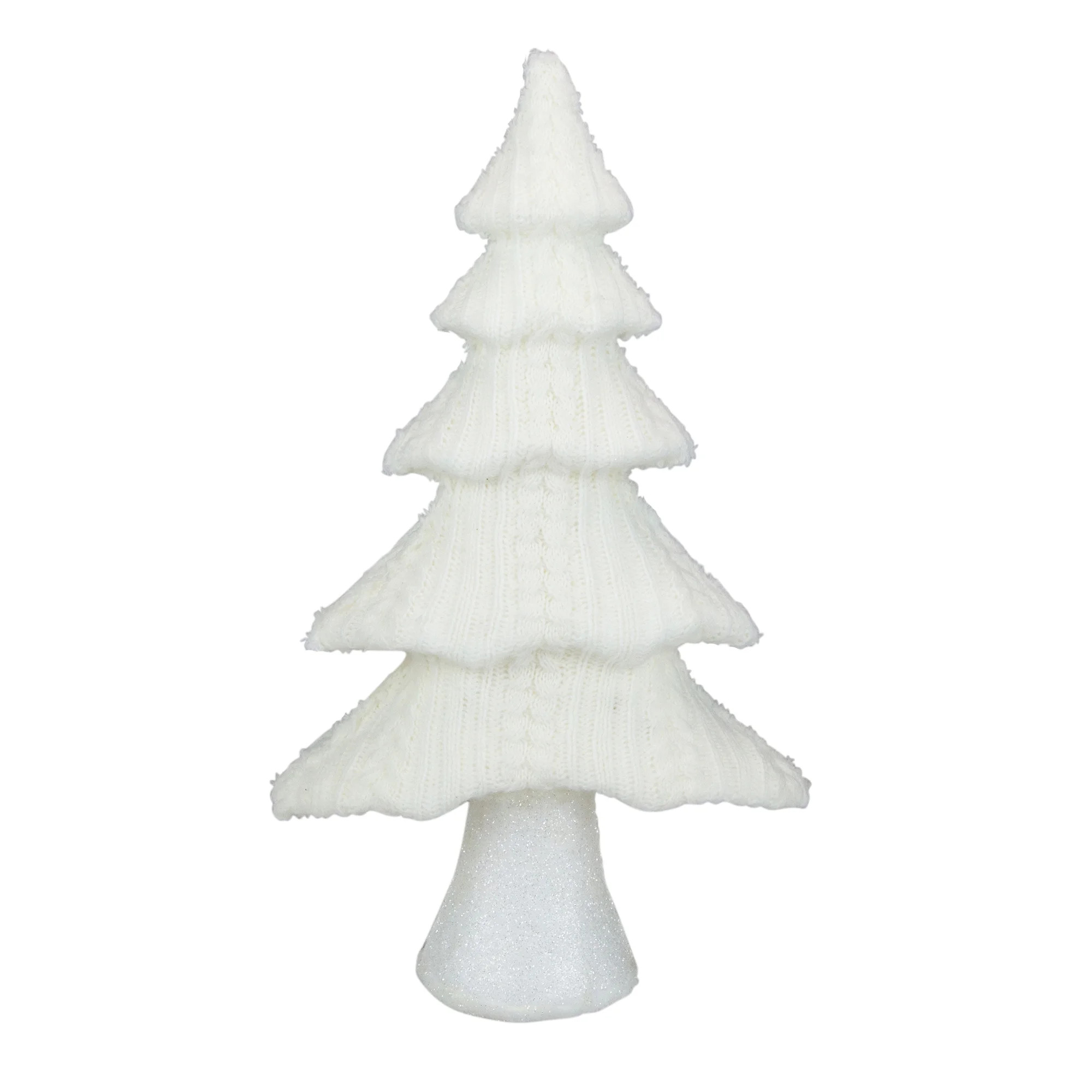 Northlight 16.75" Cream Cable Knit Christmas Tree Tabletop Decoration | Walmart (US)