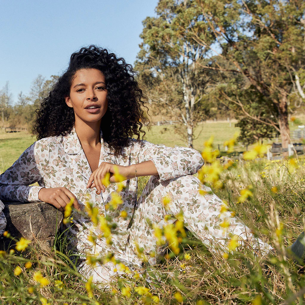 Floral Yellow Luxe Womens Pajamas | Aerwyna | Posh Peanut