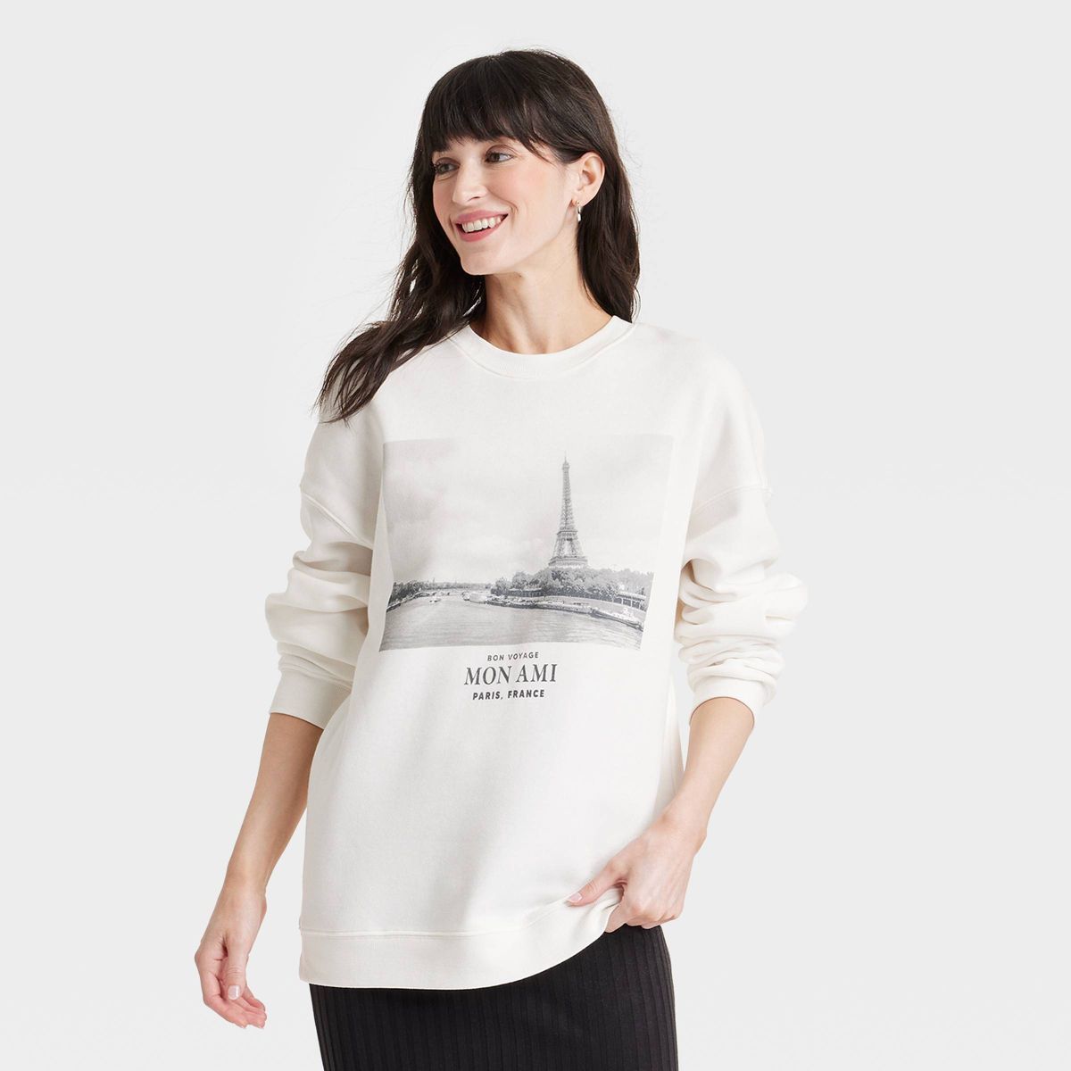 Women's Paris Mon Ami Graphic Sweatshirt - White | Target