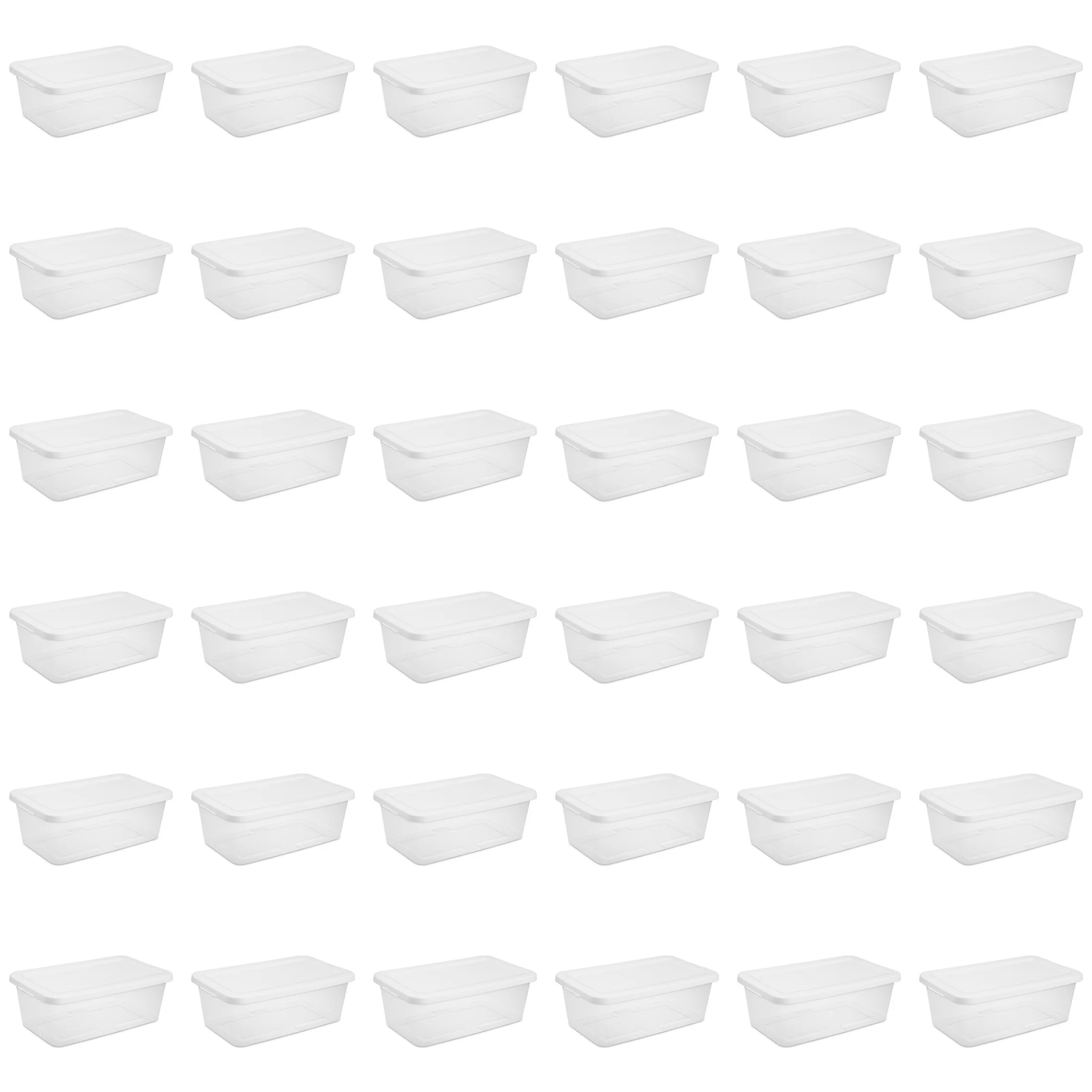 Sterilite 6 Quart Storage Box, Clear Plastic Storage Bin with Snap-on Lid, White, 36 Pack - Walma... | Walmart (US)