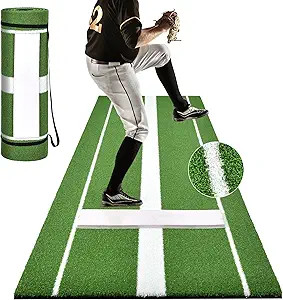 Softball Pitching Mat, 10 x 3 FT Baseball Training Mat with Soft Rubber Pitching Mound for Indoor... | Amazon (US)