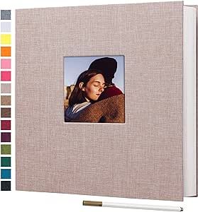 potricher 13.2x12.8 Inch Self Adhesive Photo Album Linen Cover 80 Pages Sticky 3x5 4x6 5x7 6x8 8x... | Amazon (US)